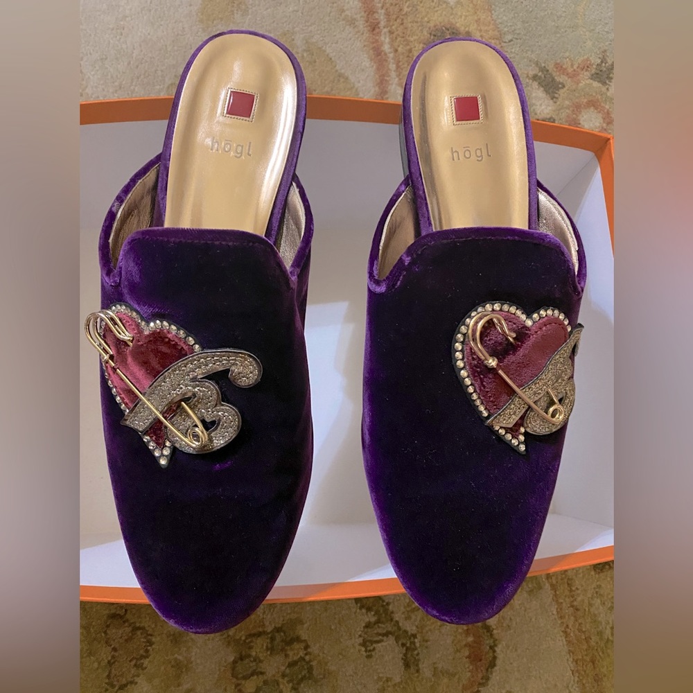 HOGL MULES VELOUR WITH DESIGN